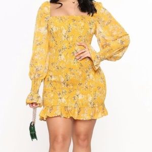 Fashion nova mustard floral mini dress